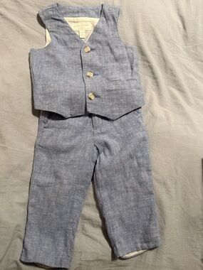 Toddler Boys Light Blue Linen-blend Vest & Pants Set plus x2 Ralph Lauren Shirts